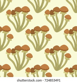 Amanita fly agaric toadstool mushrooms fungus seamless pattern background art style design vector illustration.