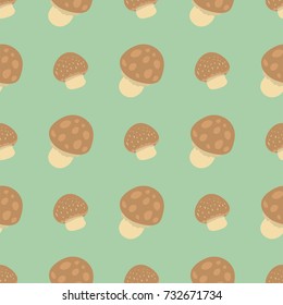 Amanita fly agaric toadstool mushrooms fungus seamless pattern background art style design vector illustration.