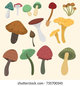 Amanita fly agaric toadstool mushrooms fungus different art style design vector illustration red hat