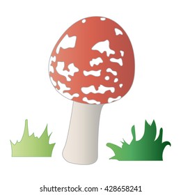 amanita with grass. vector illustration