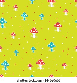 amanita green seamless pattern
