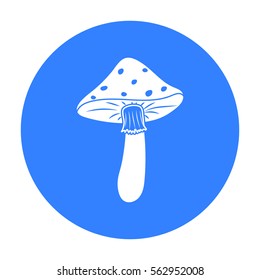 Amanita icon in black style isolated on white background. Mushroom symbol stock vector illustration.