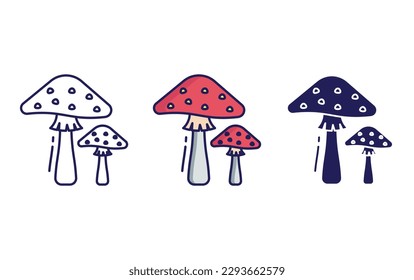amanita line and solid illustration icon