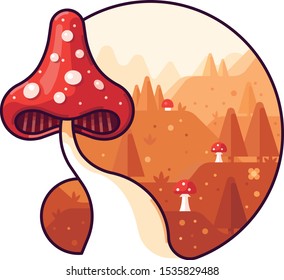 Amanita magic mushroom vector illustration