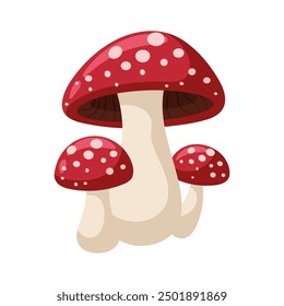 A Amanita. Seta salvaje mágica. Ingrediente crudo del bosque del otoño. Ilustración plana de dibujos animados.