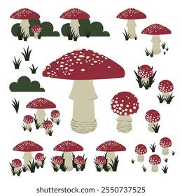 Amanita muscaria, conjunto de tábuas de voo agárico