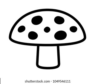 Amanita muscaria or fly agaric hallucinogenic toadstool mushroom line art vector icon for apps and websites
