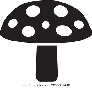 Amanita muscaria or fly agaric hallucinogenic toadstool mushroom flat vector icon 