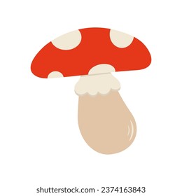 Amanita mushroom in flat style. Vector illustration of fly agaric isolated on white background