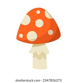 Amanita Mushroom and Fly Agaric as White Spotted Red Mushroom Vector Illustration