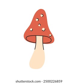 Amanita mushroom. Fly agaric, white spotted red mushrooms and forest toadstool vector illustration 