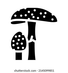 amanita mushroom glyph icon vector. amanita mushroom sign. isolated contour symbol black illustration