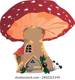 The amanita mushroom with houses
