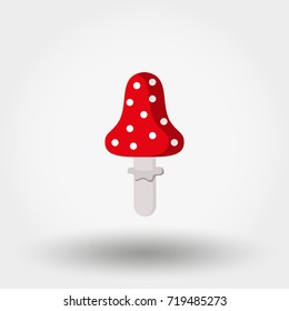 Amanita mushroom. Icon for web and mobile application. Vector illustration on a white background. Flat design style