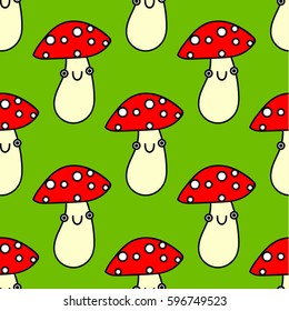amanita mushroom pattern. seamless pattern design for print, wallpaper, poster, textile, paper