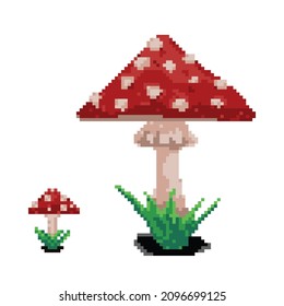 Amanita Mushroom Pixel Art for Retro Vintage Games