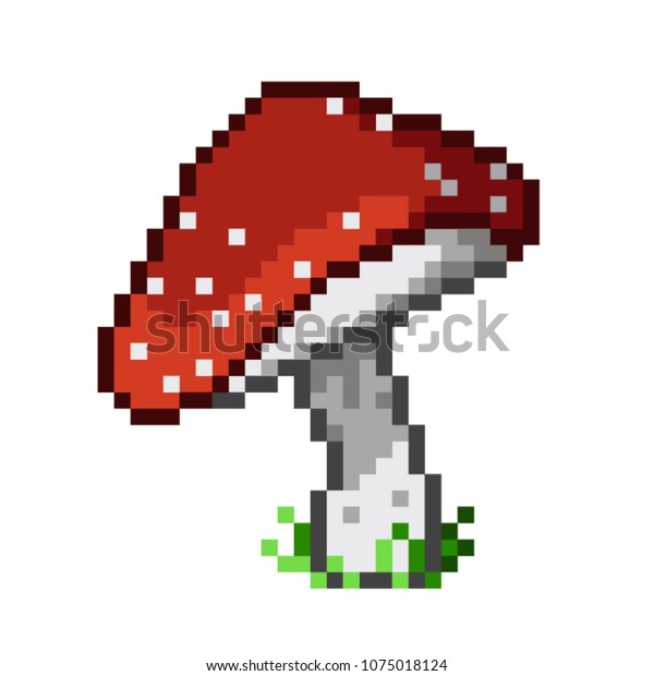 The Amanita Mushroom Pixel Art Vector 