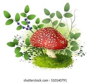 Amanita mushroom, poisonous  fly-agaric mushroom