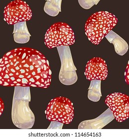 amanita mushroom seamless pattern