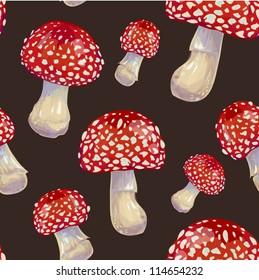 amanita mushroom seamless pattern