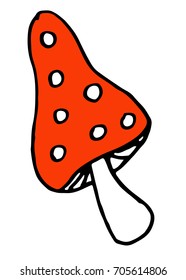 Amanita mushroom sketch. Hand-drawn Doodle Vector illustration.