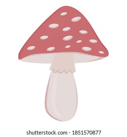 Amanita mushroom vector illustration isolated on white. Red fly agaric logo icon clip art element. Mushroom with with red cap with white spots. forest poisonous mushroom 