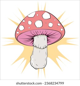 Amanita mushroom vector illustration on star background. red hat mushroom, poisonous mushroom. great for icons. editing objects, etc.