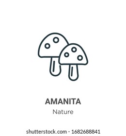 Amanita outline vector icon. Thin line black amanita icon, flat vector simple element illustration from editable nature concept isolated stroke on white background