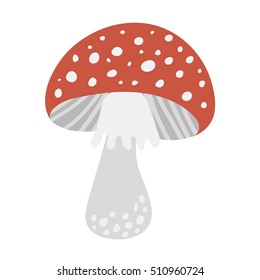 Amanita poisonous mushroom, isolated vector amanita on white background