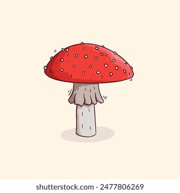 Amanita red poisonous mushroom vector illustration
