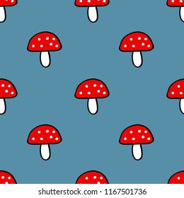 amanita seamless doodle pattern