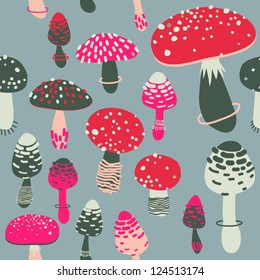 Amanita seamless pattern. Vector