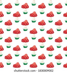 Amanita seamless pattern, vector illustration