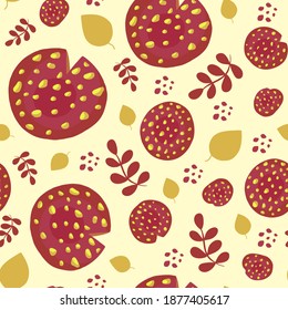 Amanita seamless pattern. Vector illustration set of red amanita, bright caps of mushrooms