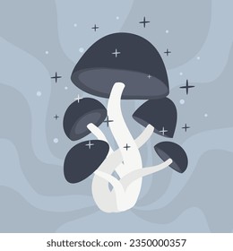 Amanitas son hongos venenosos grandes. Hongos alucinógenos de Psilocybin. Ilustración vectorial de hongos venenosos.