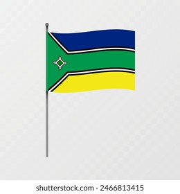 Amapa flag on flagpole. Vector illustration.