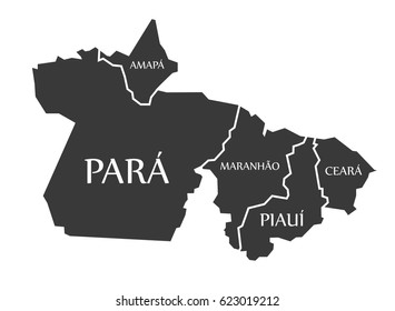 Amapa - Para - Maranhao - Piaui - Ceara Map Brazil illustration