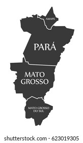 Amapa - Para - Mato Grosso - Mato Grosso Do Sul Map Brazil illustration