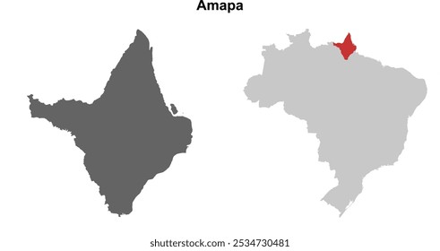 Conjunto de mapa de esquema en blanco del estado de Amapa