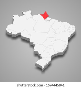 Amapa state location within Brazil 3d map