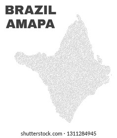Amapa state map designed with little dots. Vector abstraction in black color is isolated on a white background. Random little dots are organized into Amapa state map.