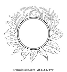 Amaranth Branch met bloemen Outline Round Frame.