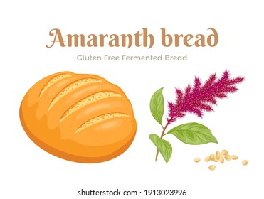 Amaranthbrot einzeln auf weißem Hintergrund. Vektorgrafik von gesundem Essen im Cartoon-Stil.