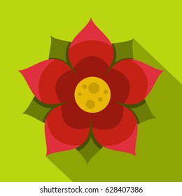 Amaranth flower icon. Flat illustration of amaranth flower vector icon for web on lime background