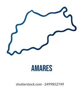 Amares municipality map, Braga district. Simplified blue gradient linear vector map