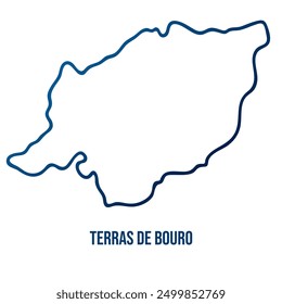 Amares municipality map, Braga district. Simplified blue gradient linear vector map