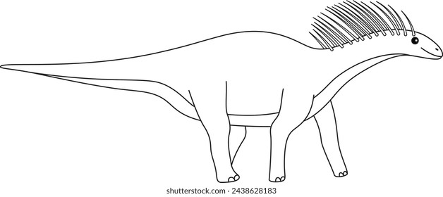 Amargasaurus coloring page. Cute flat dinosaur isolated on white background