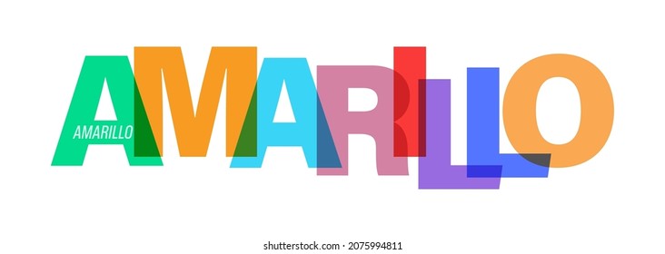 AMARILLO. Lettering on a white background. Vector design template for poster, map, banner. Vector illustration.