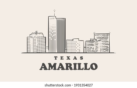 Amarillo skyline, texas. Amarillo  hand drawn sketch