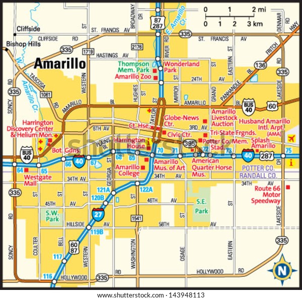 map of amarillo texas Amarillo Texas Area Map Stock Vector Royalty Free 143948113 map of amarillo texas